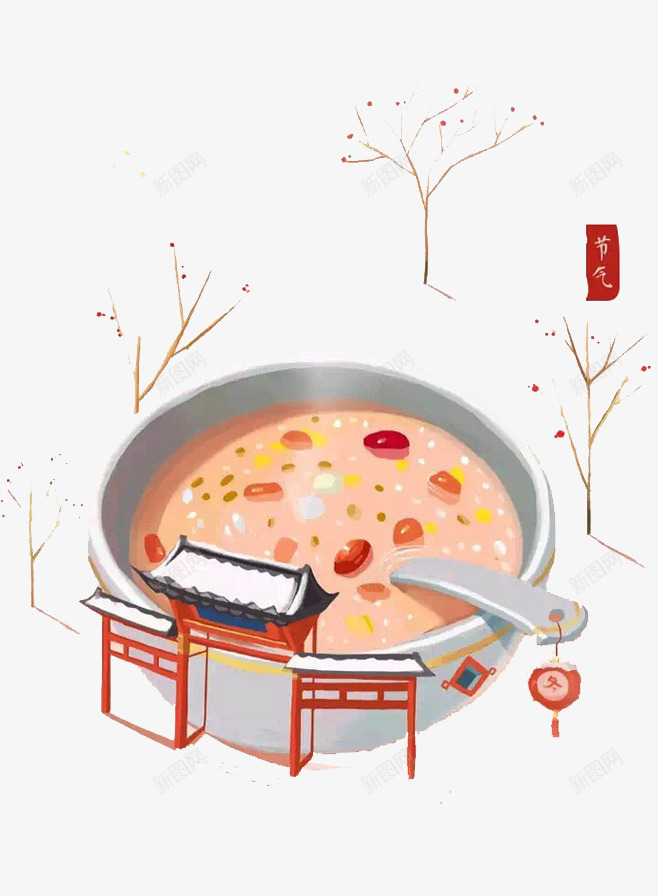 腊八粥png免抠素材_88icon https://88icon.com 八宝粥 古代牌楼 手绘粥 树 美食 腊八节 节日门楼