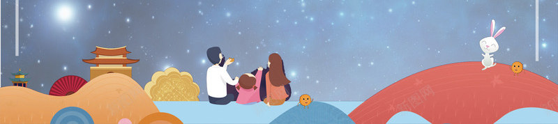 中秋节中国风唯美海报元素psd_88icon https://88icon.com 中国风 中秋节 传统佳节 唯美 月兔 月桂树 桂花 满月