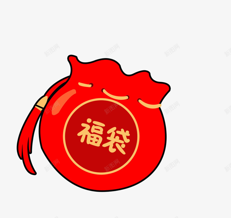 红色喜庆节日福袋png免抠素材_88icon https://88icon.com 喜庆 字体 福袋 红色 绳结 艺术 节日 设计