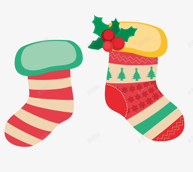 圣诞袜子矢量图ai免抠素材_88icon https://88icon.com 卡通童趣 圣诞 圣诞节元素 礼物 袜子 矢量图