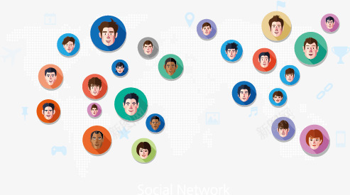 蓝色科技背景时尚社交网络交流图标图标