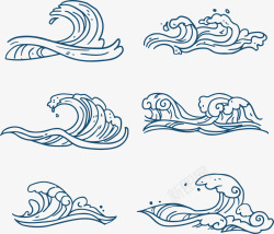 手绘海浪插画矢量图素材