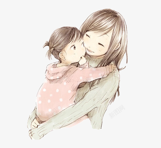 依偎在一起的妈妈与女儿png免抠素材_88icon https://88icon.com 依偎 动人 卡通 感人 拥抱 母亲节 母女 温馨