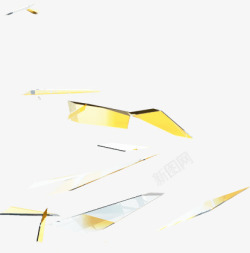 黄色玻璃碎片漂浮素材