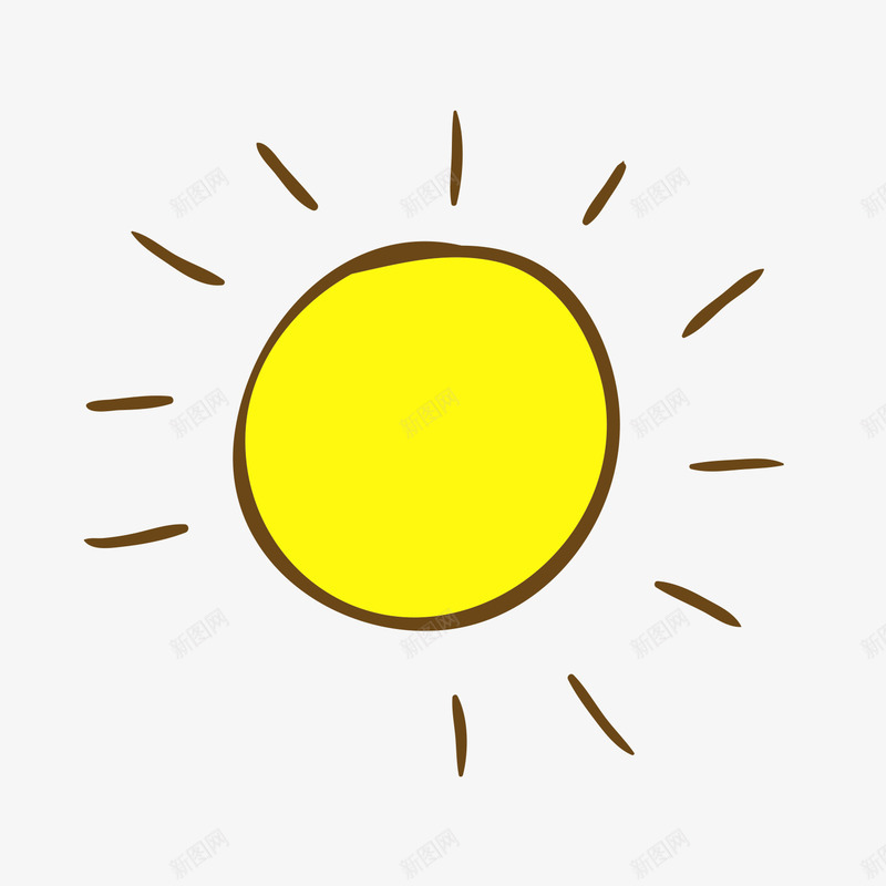 简单手绘黄色太阳png免抠素材_88icon https://88icon.com 卡通 可爱 小太阳 手绘 烈日 线条 装饰 阳光 黄色