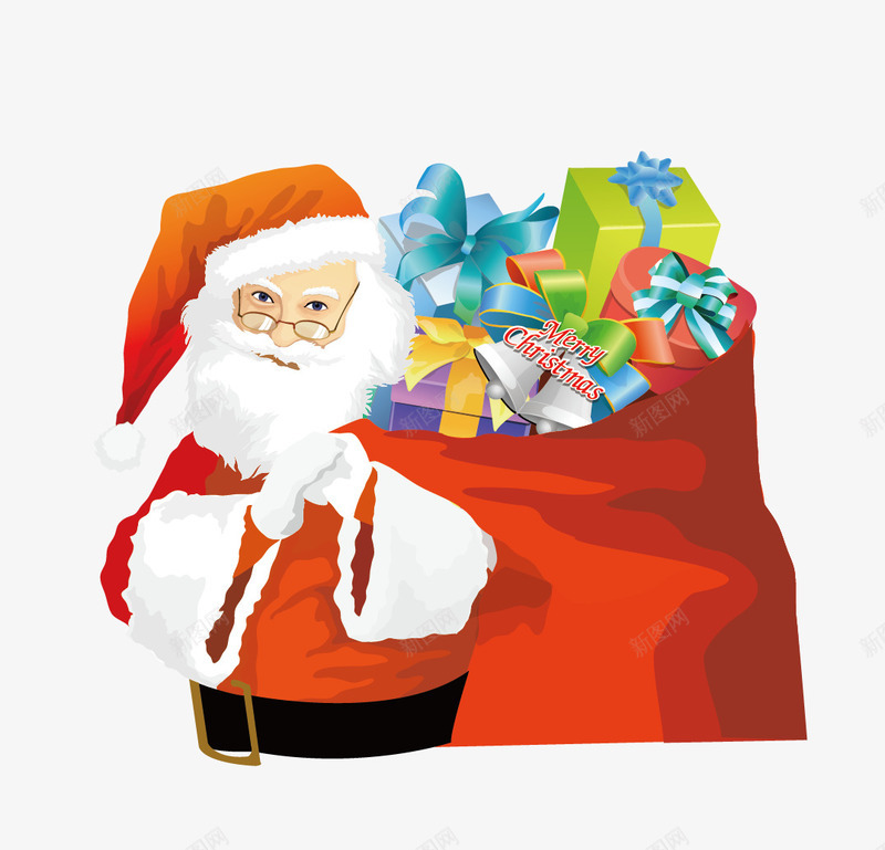 圣诞老人带来圣诞礼物矢量图eps免抠素材_88icon https://88icon.com 圣诞礼物 圣诞老人 圣诞节 矢量图