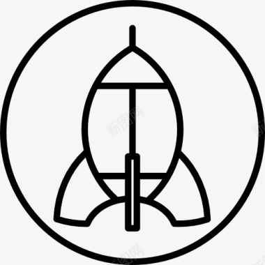 火箭船的轮廓圆背景图标图标