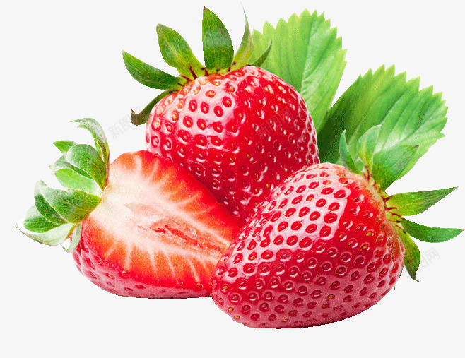 绿叶草莓png免抠素材_88icon https://88icon.com 图片 素材 绿叶 草莓 草莓横切面