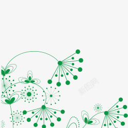 手绘绿色花纹底纹素材