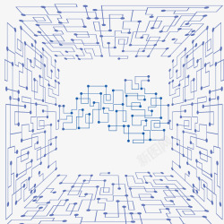 电路方形隧道效果矢量图素材