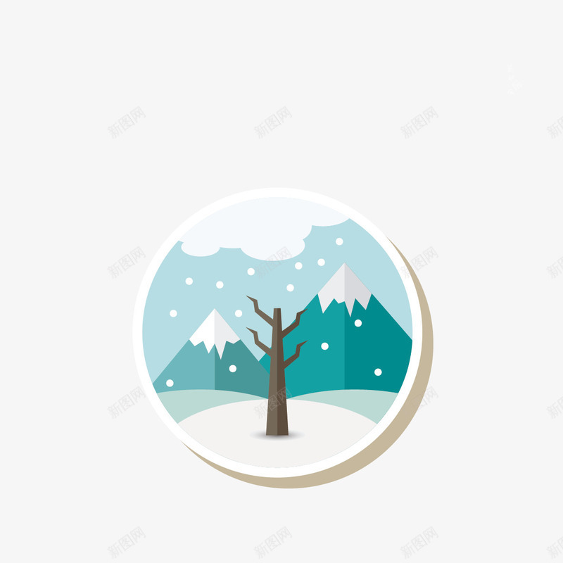 冬季矢量图ai免抠素材_88icon https://88icon.com 下雪 冬天 漂浮素材 胸牌 雪花 矢量图