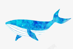 蓝色唯美手绘鲸鱼素材