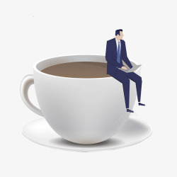 装饰插图喝咖啡的商务男士素材