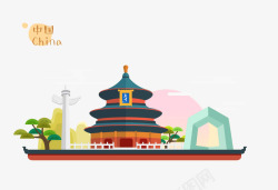 特色风景卡通中国故宫高清图片