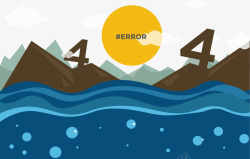 海洋小岛404错误信息矢量图素材