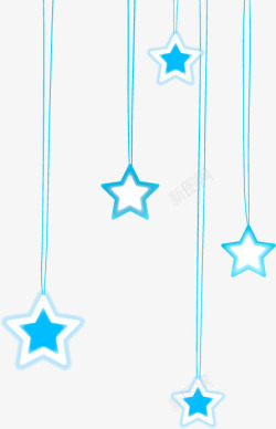 蓝色吊着的星星图案矢量图素材