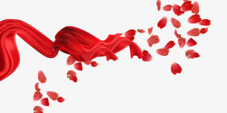 红绸子丝带花瓣高清图片