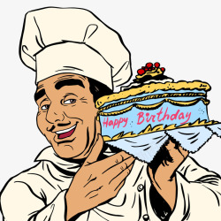 糕点师捧着蛋糕的糕点师矢量图高清图片