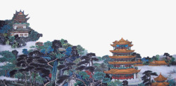特色亭台中国写实风格长轴画黄鹤楼高清图片
