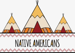 美国原住民帐篷标签矢量图素材