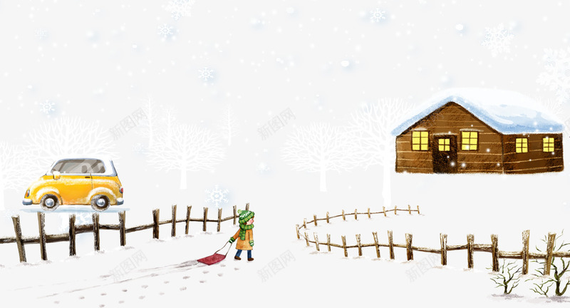滑雪车的小女孩png免抠素材_88icon https://88icon.com 冬天 冬季 冬季素材 卡通房子 栅栏 白色背景素材 雪地 雪花