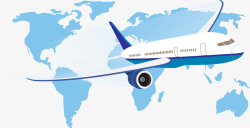 商务飞机飞机航行和地图矢量图高清图片
