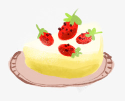 野餐食品水彩草莓蛋糕高清图片