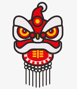 红白色相间狮子头中国风元宵矢量图素材