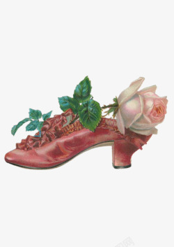 红色鞋子上的玫瑰花素材