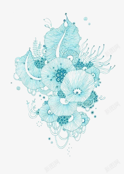 蓝色水母png免抠素材_88icon https://88icon.com 伞型 水母 水生生物 蓝色 装饰