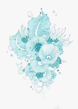 伞型蓝色水母高清图片