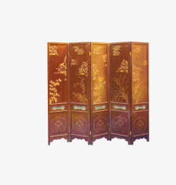 中世纪古典红木屏风素材