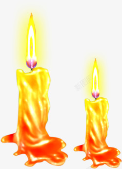 放光效果黄色放光立体卡通蜡烛燃烧效果高清图片