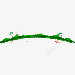 绿色拱桥树木草背景装饰页面素材