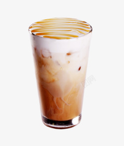 拉花冰冻焦糖玛奇朵咖啡高清图片