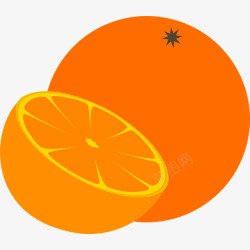 卡通香橙和半个橙子素材