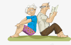读书老人坐着看书的老人矢量图高清图片