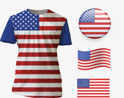 美国国旗体恤衫矢量图素材