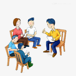 坐在一起开会的人素材