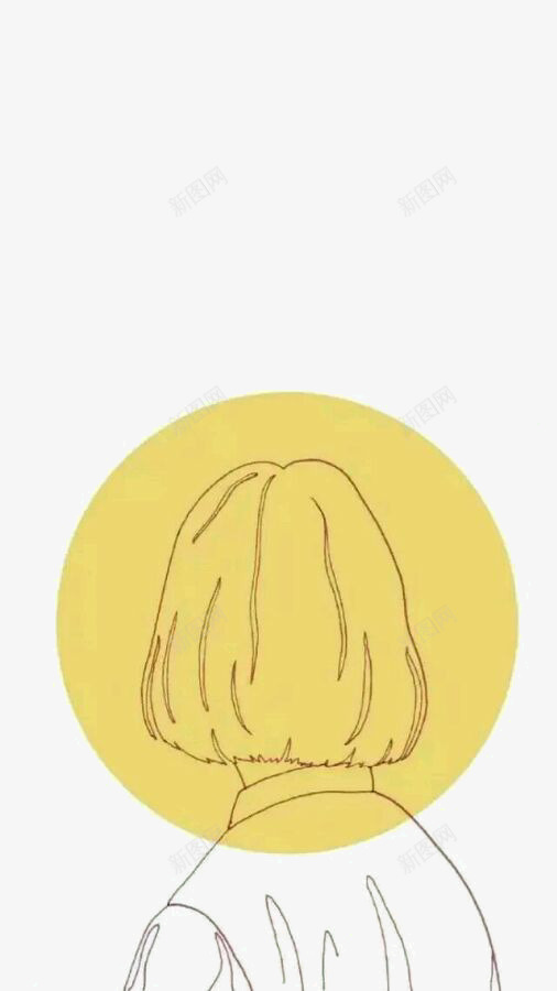 黄色圆形里的女生背影png免抠素材_88icon https://88icon.com 圆形 女生 女生背影 背影
