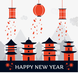 新年中国风背景灯笼矢量图素材
