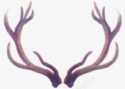 紫色手绘的鹿角效果图素材