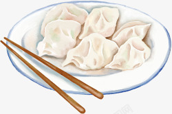 白色盘装日常水饺素材