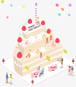 25D渐变立体网页UI插画25D蛋糕行业插画高清图片