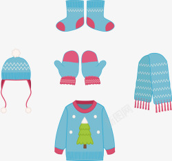 冬天的手套绘画冬天圣诞节滑冰加棉加厚套装高清图片