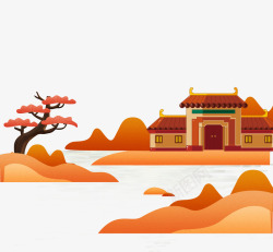 肉桂手绘中国风中秋海报背景装饰元素高清图片