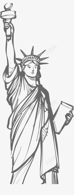 手绘美国自由女神矢量图素材