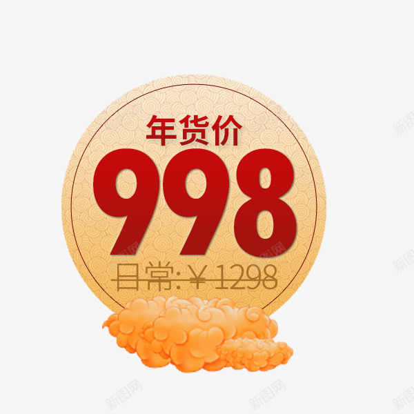 电商新年大促价格标签png免抠素材_88icon https://88icon.com 价格标签 年货节 新年大促 电商 祥云 红色 节日促销