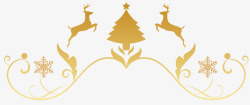 圣诞花纹圣诞节装饰金色麋鹿圣诞树高清图片