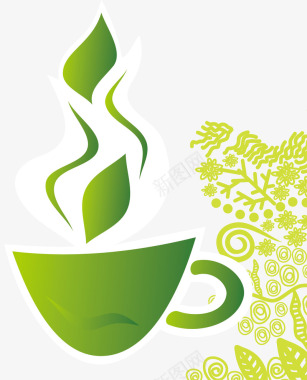 中元节卡通素材茶叶标志茶叶叶子矢量图图标图标